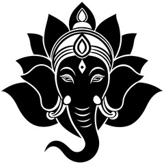 Ganesha head with lotus background