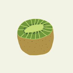 Kiwi fruit in a minimalist hand-drawn style with texture elements.