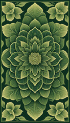 Wooden Floral Mandala: Thai-Inspired Inlay Art for Eco-Chic Decor, Rustic Elegance on Green