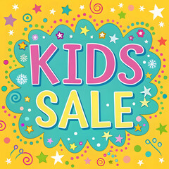 kids sale is on the colorful letters