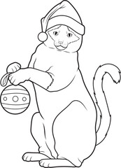 Siamese Christmas Christmas ball Animal Vector Graphic Art Illustration