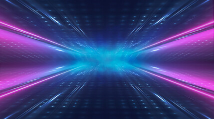 Obraz premium Futuristic abstract neon empty street background, neon light.