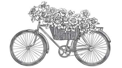 bicycle carrying flowers outline