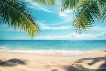Fototapeta premium tropical beach with palm tree