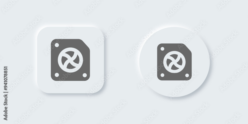 Poster gpu solid icon in neomorphic design style. processor signs vector illustration.