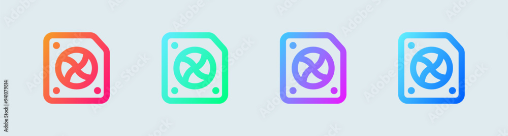 Aufkleber gpu line icon in gradient colors. processor signs vector illustration.