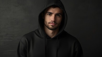 	
Blank hoodie mockup .Blank sweatshirt black color preview template front and back view on white background. crew neck mock up isolated on white background. Cloth collection.	