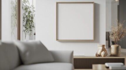 Blank Canvas Mockup in Minimalist Living Room.