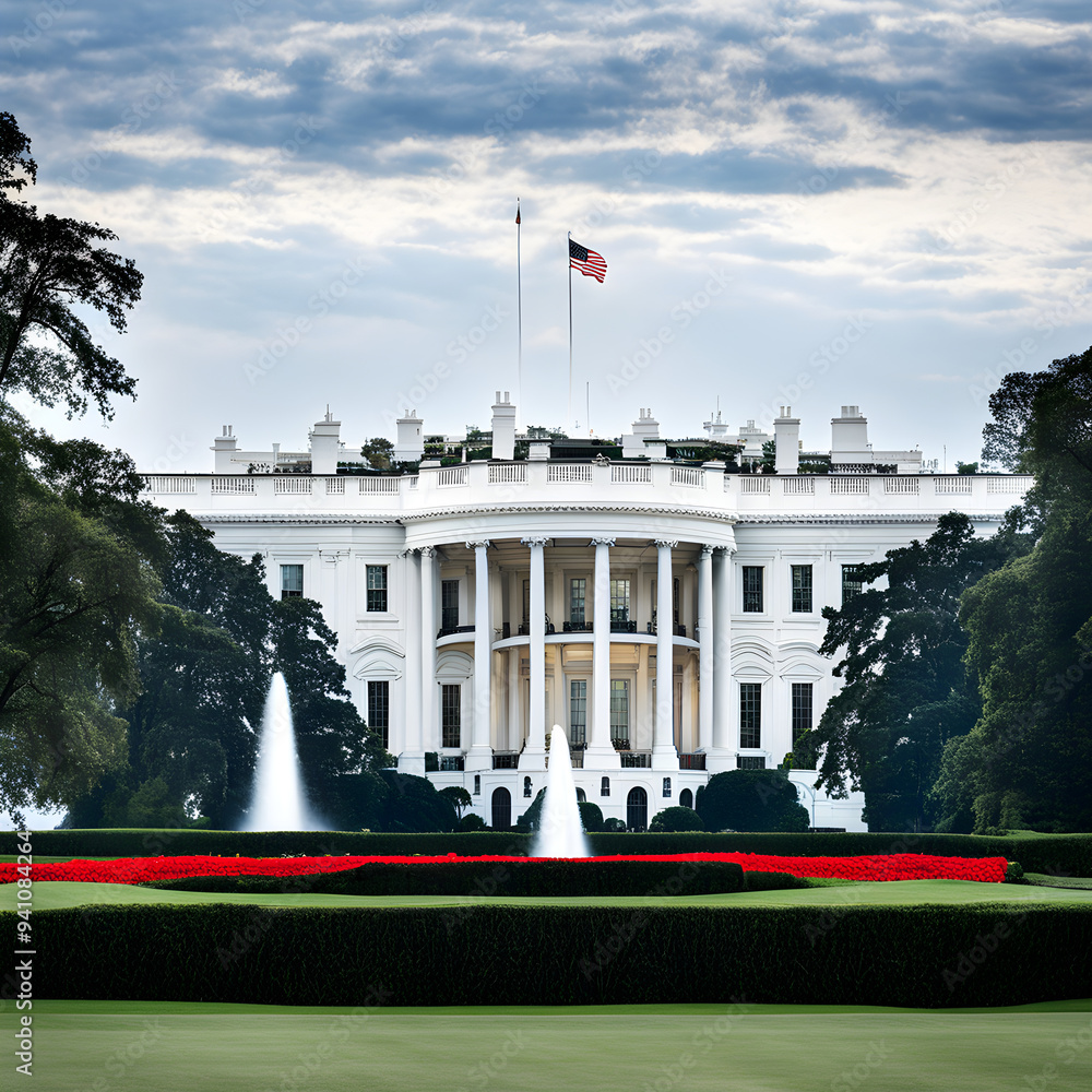 Canvas Prints White House, background image of the US presidential election, well-known tourist attractions