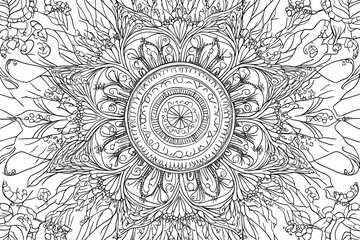 Circular pattern in the form of a mandala. Henna tatoo mandala. Mehndi style. Decorative pattern in oriental style. Coloring book page