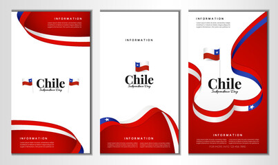 Chile Independence Day. Banner set. Vector Illustration. 
