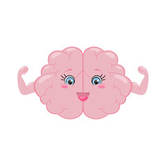 Strong brain. Funny color vector illustration.