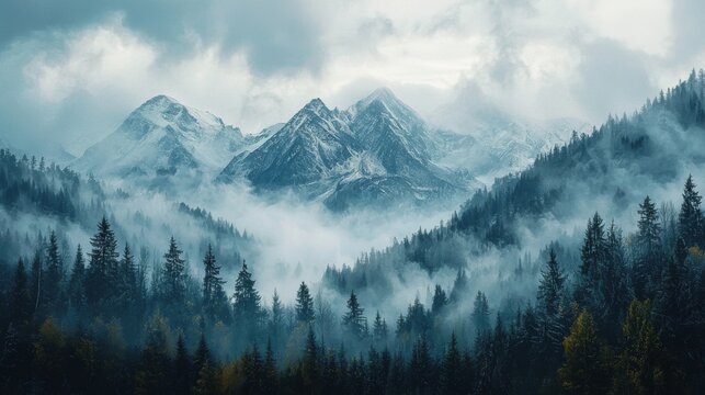 Misty Mountain Landscape.