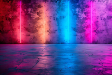 Fototapeta premium Abstract background of fluorescent light, on a concrete floor.