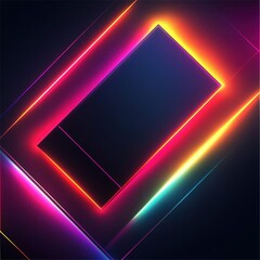 Obraz premium Abstract Background with Neon Lights and a Black Rectangular Frame