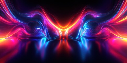 Obraz premium Abstract Neon Light Swirls on Black Background