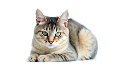 Fototapeta premium A gray tabby cat isolated on a white background
