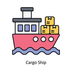 Cargo Ship vector filled icon design illustration. Logistics Delivery symbol on White background EPS 10 File