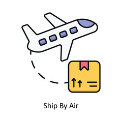 Ship By Air vector filled icon design illustration. Logistics Delivery symbol on White background EPS 10 File