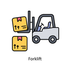 Forklift  vector filled icon design illustration. Logistics Delivery symbol on White background EPS 10 File