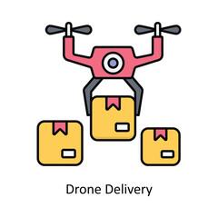 Drone Delivery vector filled icon design illustration. Logistics Delivery symbol on White background EPS 10 File