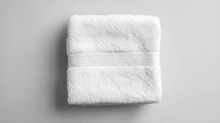 White cotton towel mockup template fabric wiper isolated on a grey background with a clipping path, flat lay top view