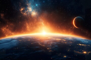 Obraz premium Stunning Cosmic Landscape with Vibrant Planets