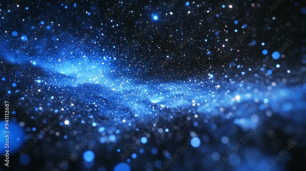Wall mural deep space background with many stars and blue fog creating a feeling of the infinity of the univers