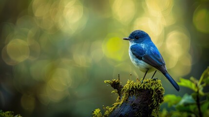Fototapeta premium A Vivid Blue Bird Perched on a Branch