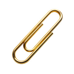 Golden Paper Clip Stationery Office Supply, Isolated on White Transparent Background, PNG Element Paperclip