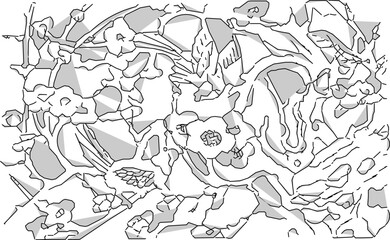 Fototapeta premium vector sketch, silhouette illustration, design, background pattern, traditional ethnic floral mandala ornament 