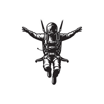 recommend clip art: sky diving vector, silhouette logo design, sky diving vector, illustration black and white 