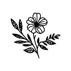 Intricate Floral Line Art Vector – Detailed Botanical Illustration