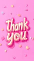 Thank you on a pink background