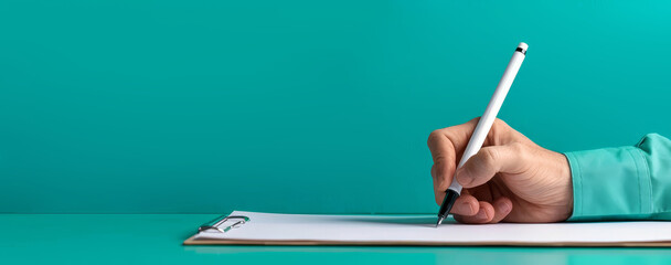 Hand Writing on Clipboard with White Pen