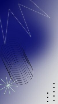 animated blue and white gradient background with black and blue objects
