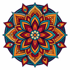  clean line art, colourful mandala design