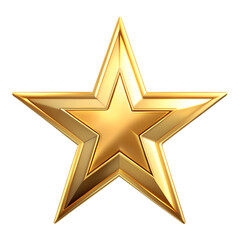 Golden Star Symbol, Isolated on White Transparent Background, PNG Element. Golden five-pointed star for rating-related designs and graphics
