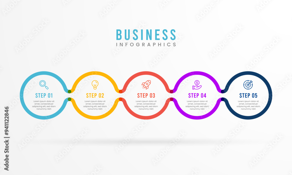 Wall mural infographic illustration design template with icons and 5 steps or options. can be used for process,