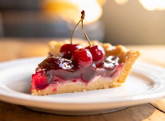 Cherry Pie Closeup Isolated - Gourmet Patisserie