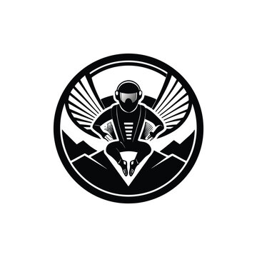 recommend clip art: sky diving vector, silhouette logo design, sky diving vector, illustration black and white 