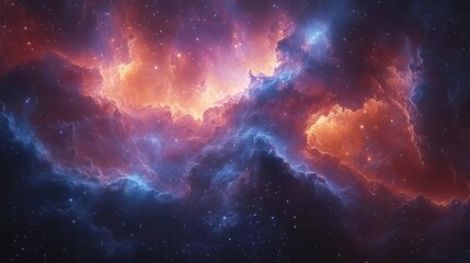 Fototapeta premium breathtaking digital illustration of a cosmic nebula with swirling clouds of blue purple and magenta stardust creating a mesmerizing galactic wallpaper