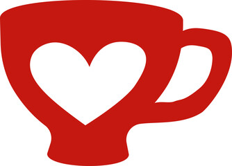 Cup icon. Flat style. Heart symbol.