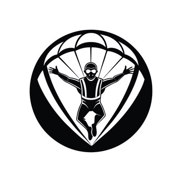 recommend clip art: sky diving vector, silhouette logo design, sky diving vector, illustration black and white 