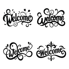 Welcome typography lettering quote black silhouette vector for t-shirt design