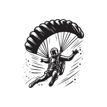recommend clip art: sky diving vector, silhouette logo design, sky diving vector, illustration black and white 