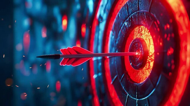 The arrow hit the highlighted target. Targeting, right on the bull's eye. Success. Choose a goal, Succeed in work	