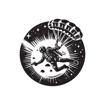 recommend clip art: sky diving vector, silhouette logo design, sky diving vector, illustration black and white 