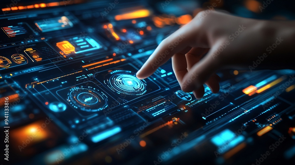 Fototapete An AI assistant in a smart home controlling various devices and systems to optimize energy use and convenience Stock Photo with copy space
