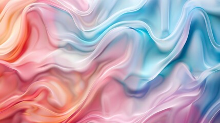 Fototapeta premium A mesmerizing blend of pastel swirls in pink, orange, and blue creates a fluid, abstract design with a soothing, ethereal quality.